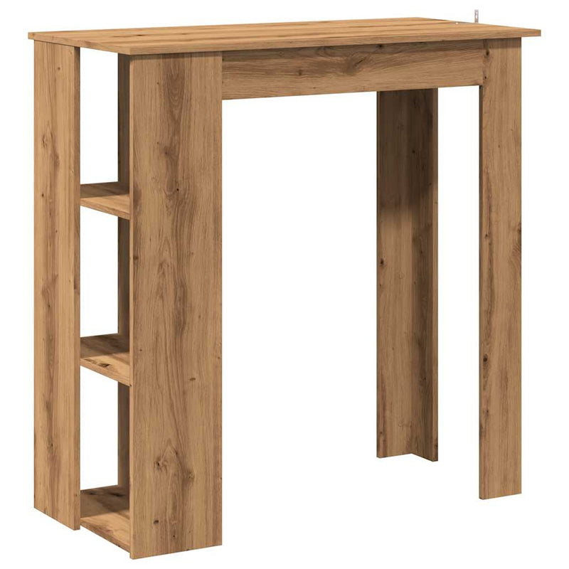 vidaXL kézműves tölgy szerelt fa bárasztal polccal 102x50x103,5 cm