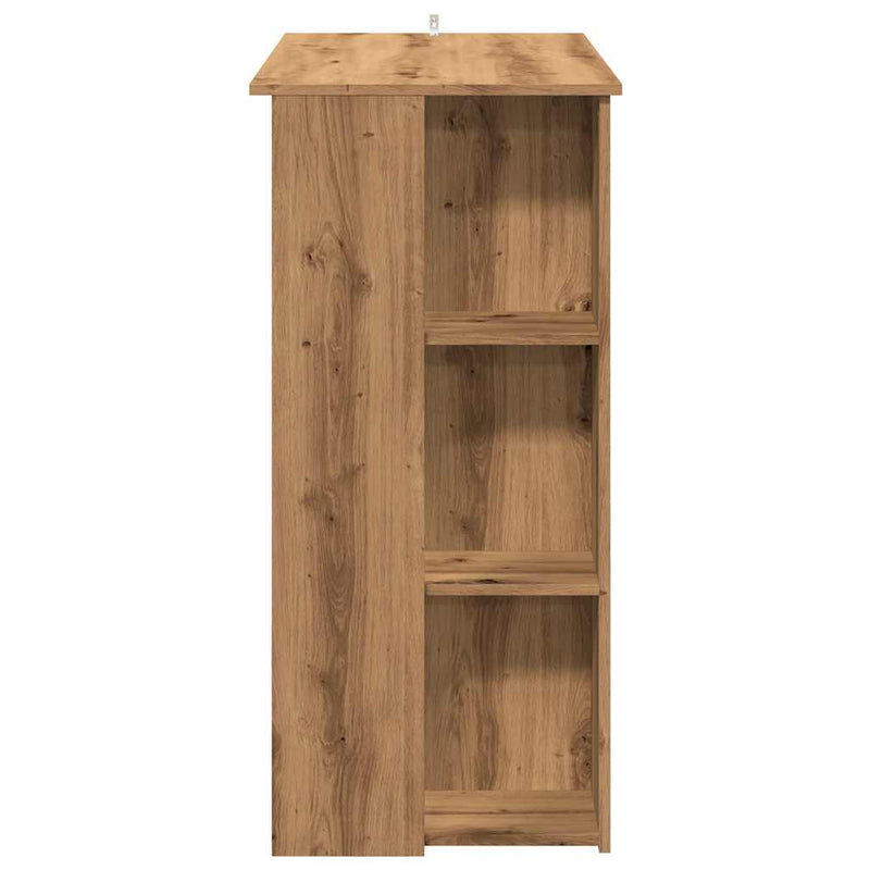 vidaXL kézműves tölgy szerelt fa bárasztal polccal 102x50x103,5 cm