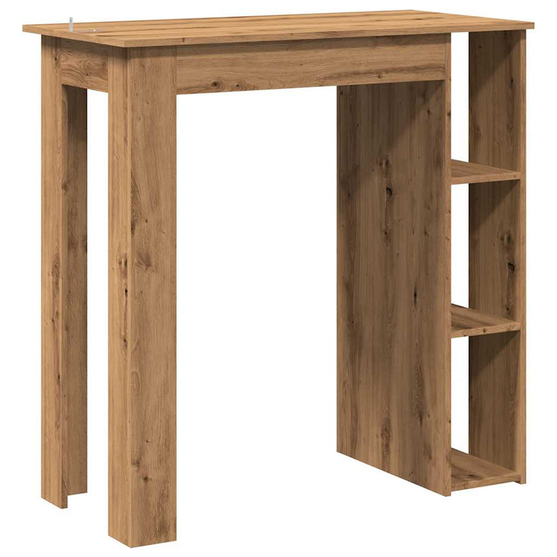 vidaXL kézműves tölgy szerelt fa bárasztal polccal 102x50x103,5 cm