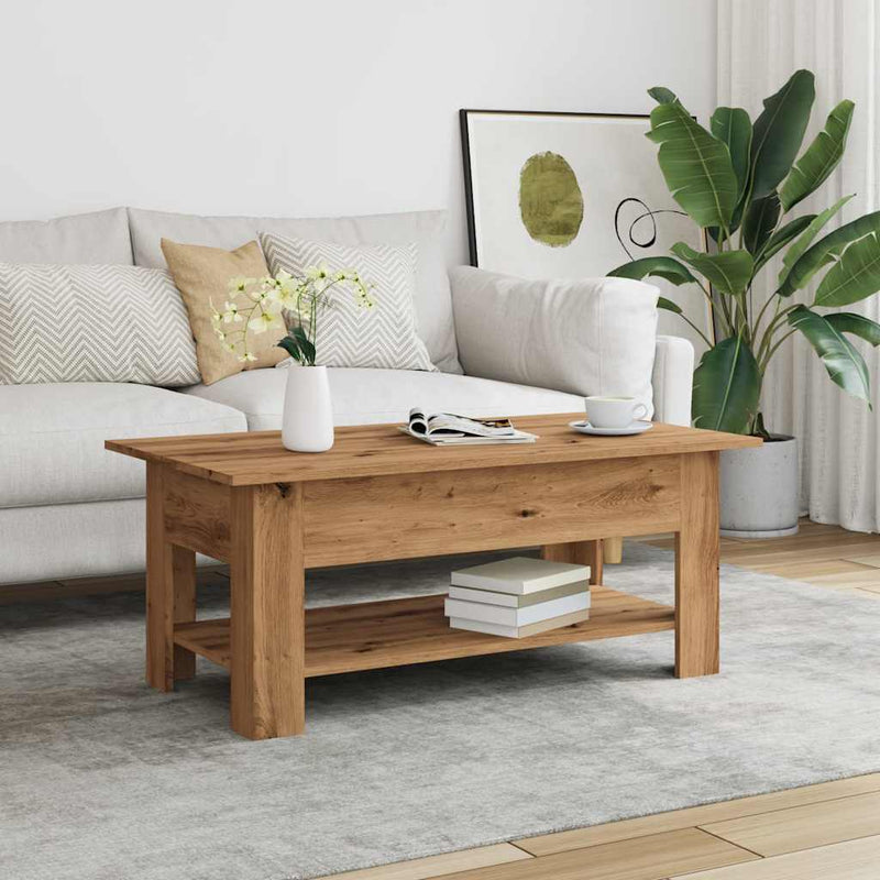 vidaXL kézműves tölgy színű szerelt fa dohányzóasztal 102 x 55 x 42 cm