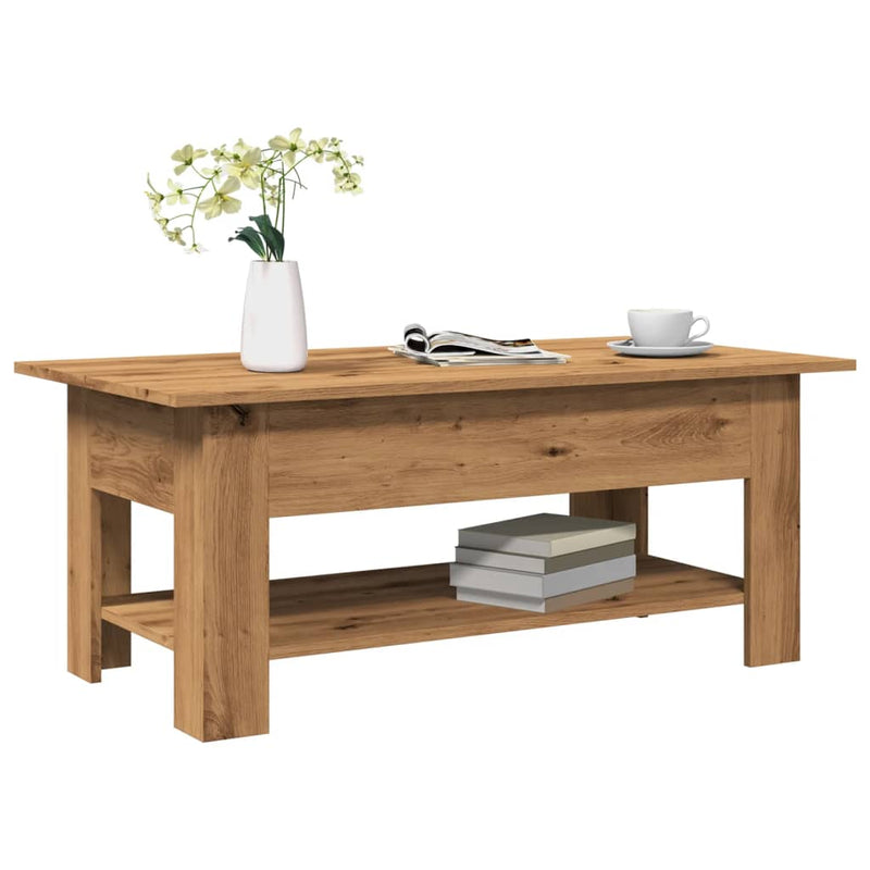 vidaXL kézműves tölgy színű szerelt fa dohányzóasztal 102 x 55 x 42 cm