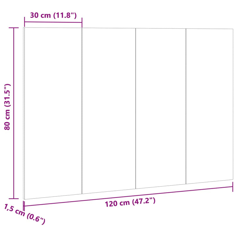 vidaXL kézműves tölgy színű szerelt fa ágyfejtámla 120x1,5x80 cm
