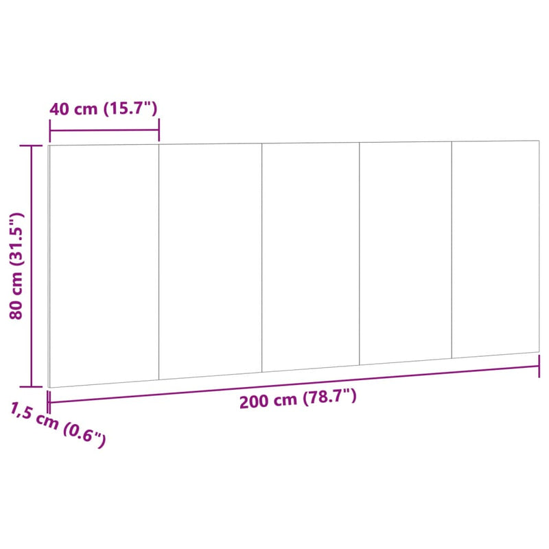 vidaXL kézműves tölgy színű szerelt fa ágyfejtámla 200x1,5x80 cm