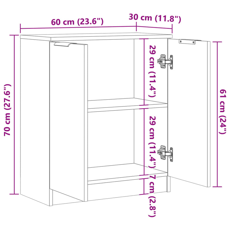 vidaXL antik fa színű szerelt fa tálalószekrény 60 x 30 x 70 cm