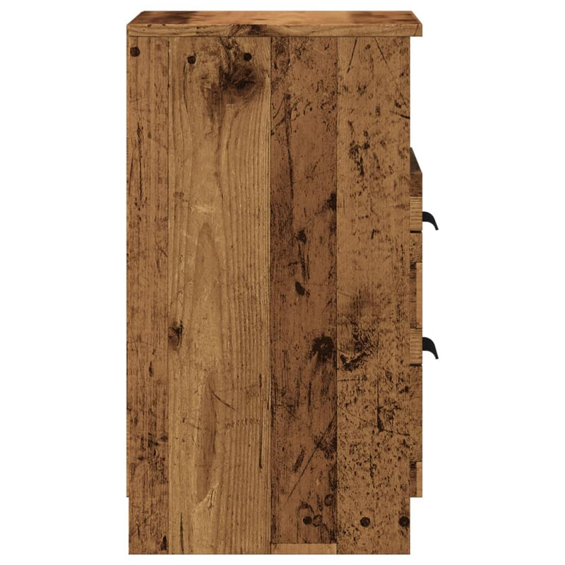 vidaXL 2 db antik fa színű szerelt fa éjjeliszekrény 40 x 36 x 65 cm