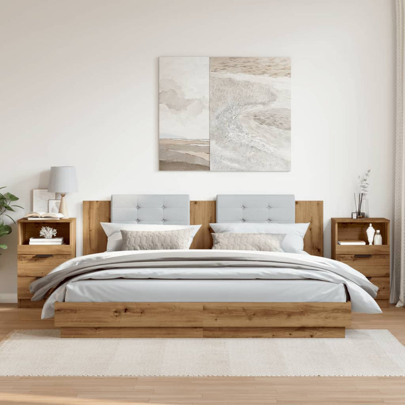 vidaXL 2 db kézműves tölgy színű szerelt fa éjjeliszekrény 40x36x65 cm