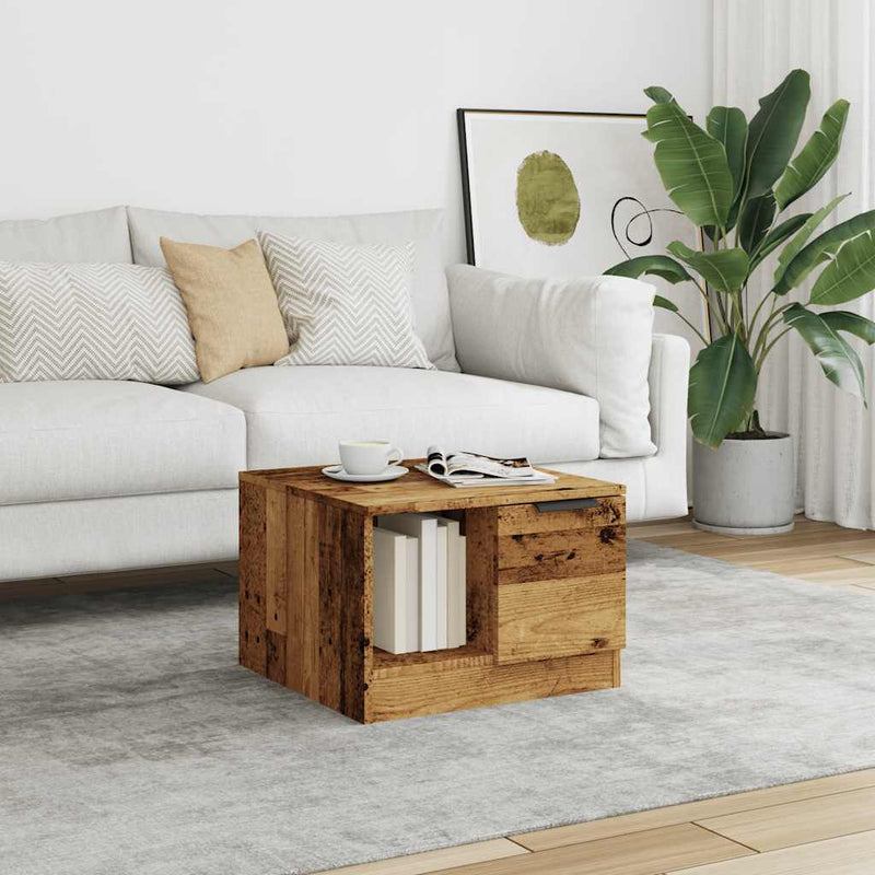 vidaXL dohányzóasztal Régi fa 50x50x36 cm Gépelt fa