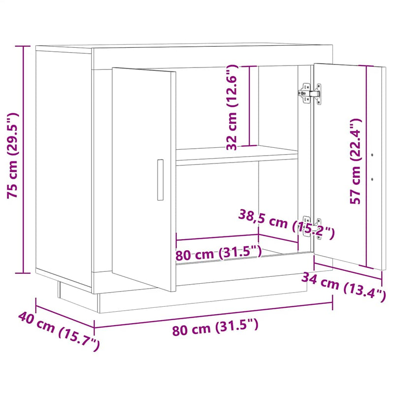 vidaXL komód Régi fa 80x40x75 cm Gépelt fa