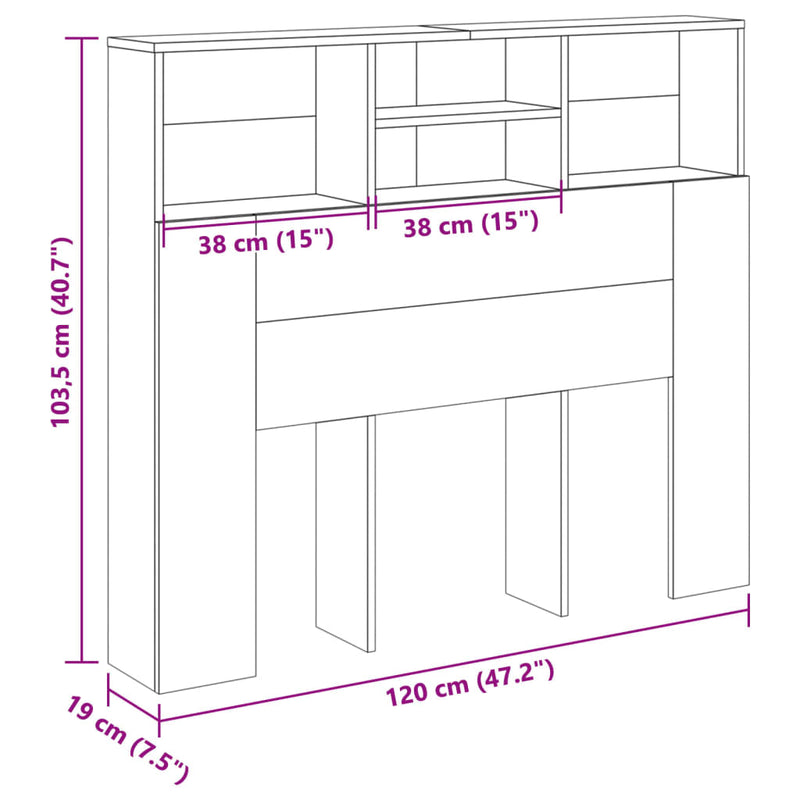 vidaXL antik fa színű szerelt fa áthidalószekrény 120 x 19 x 103,5 cm