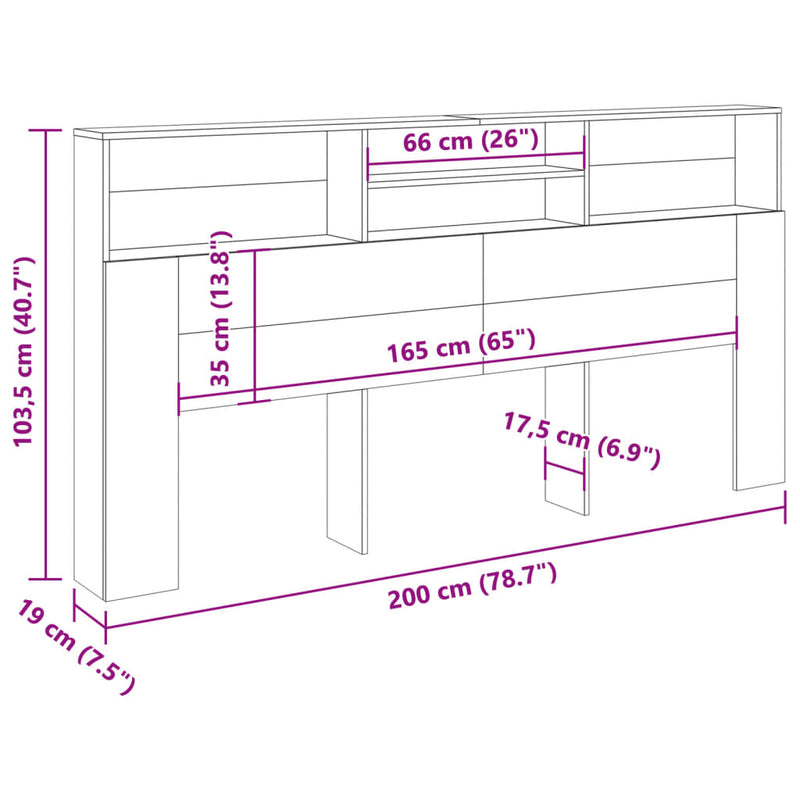 vidaXL antik fa színű szerelt fa áthidalószekrény 200 x 19 x 103,5 cm