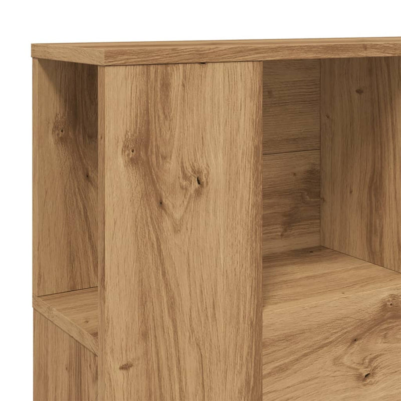 vidaXL kézműves tölgyszínű szerelt fa LED-es fejtámla 120x18,5x103,5cm