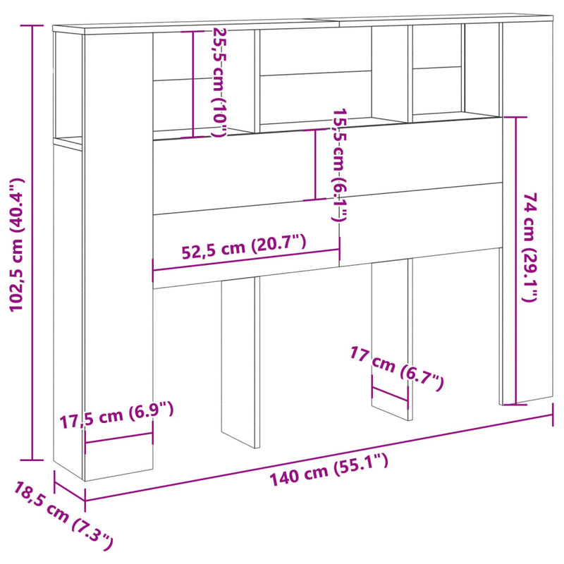 vidaXL antik fa színű szerelt fa áthidalószekrény 140x18,5x102,5 cm