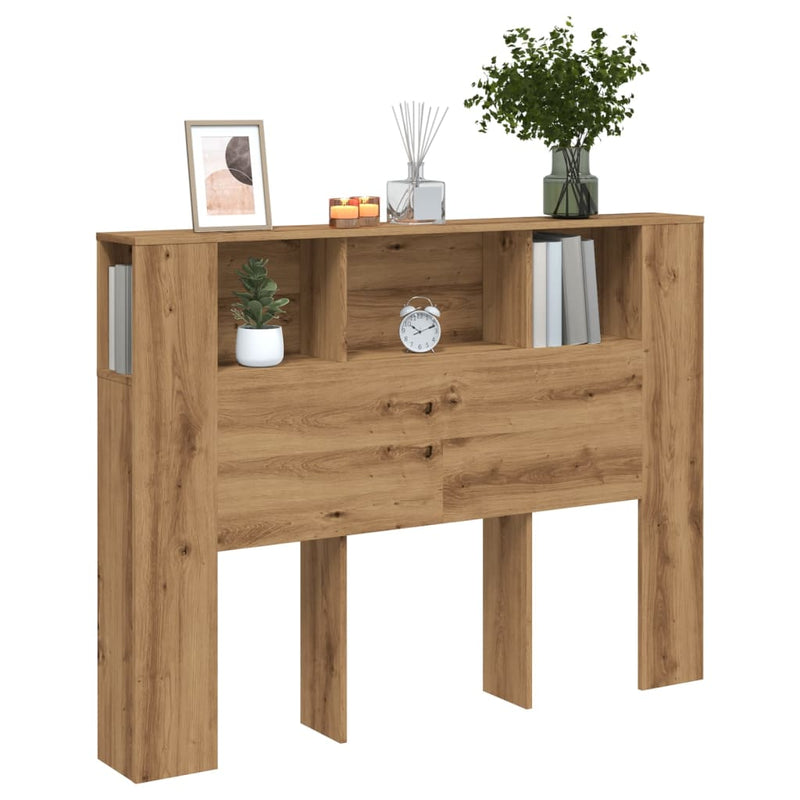 vidaXL kézműves tölgyfa fejtámla szekrény 140 x 18,5 x 102,5 cm redőzött fa