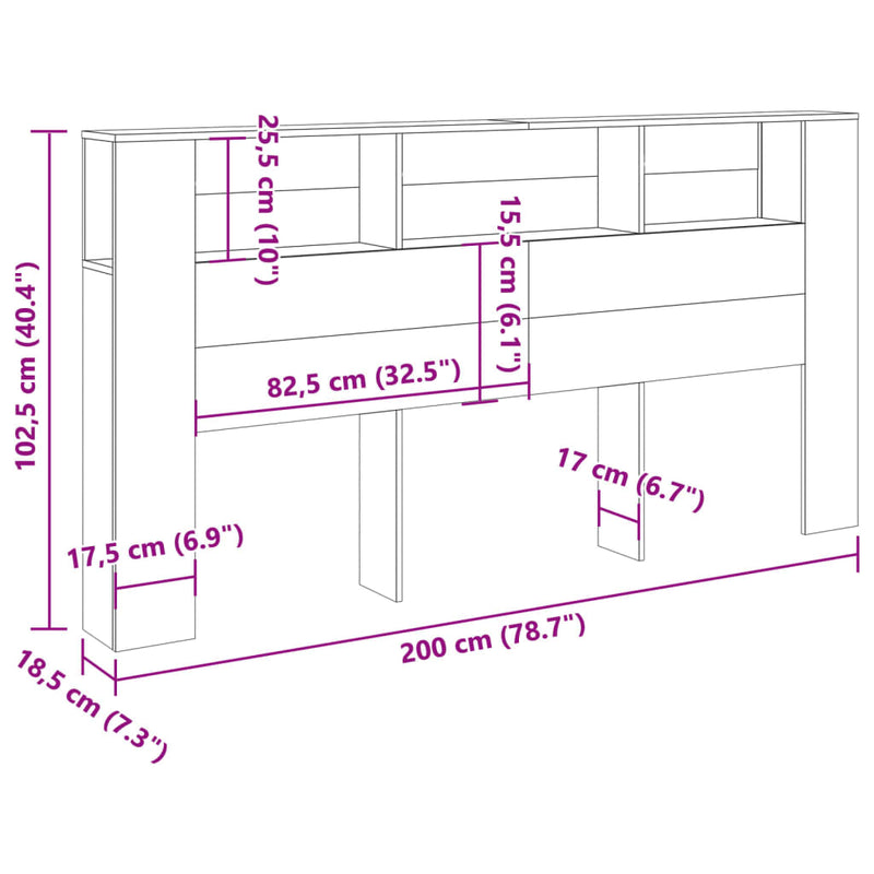 vidaXL antik fa színű szerelt fa áthidalószekrény 200x18,5x102,5 cm