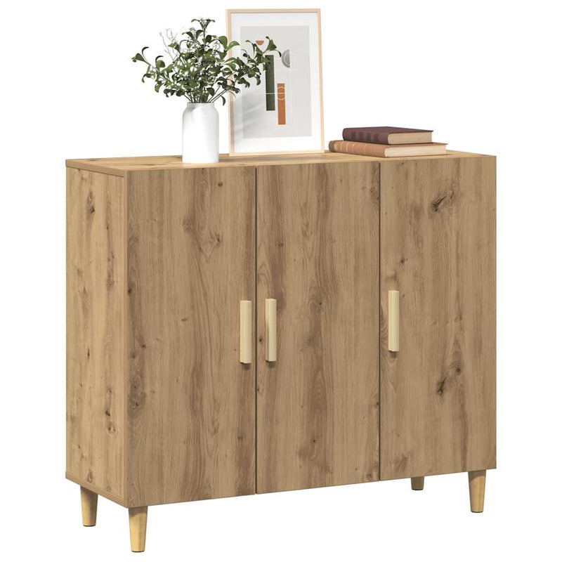 vidaXL kézműves tölgy színű szerelt fa tálalószekrény 90 x 34 x 80 cm