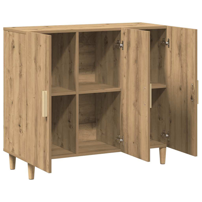 vidaXL kézműves tölgy színű szerelt fa tálalószekrény 90 x 34 x 80 cm