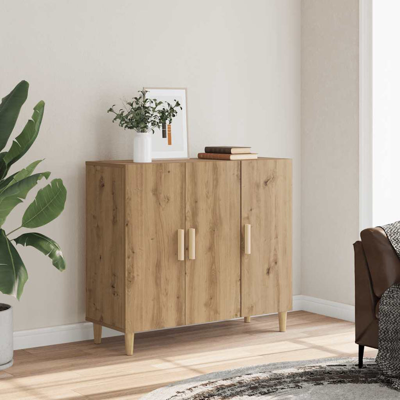 vidaXL kézműves tölgy színű szerelt fa tálalószekrény 90 x 34 x 80 cm