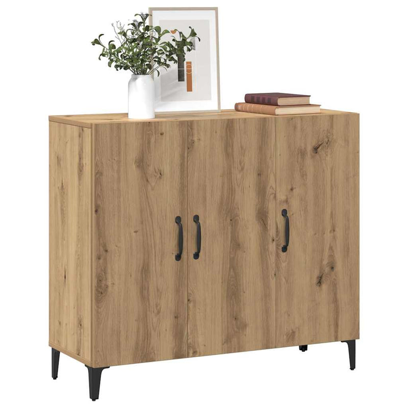 vidaXL kézműves tölgy színű szerelt fa tálalószekrény 90 x 34 x 80 cm