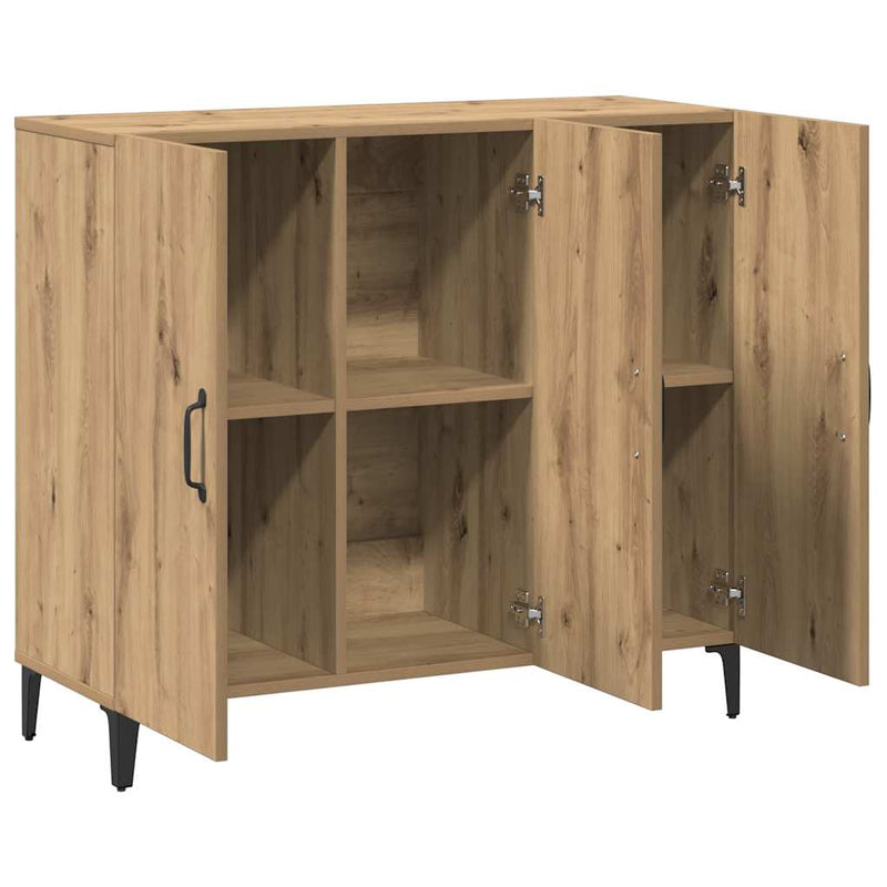 vidaXL kézműves tölgy színű szerelt fa tálalószekrény 90 x 34 x 80 cm
