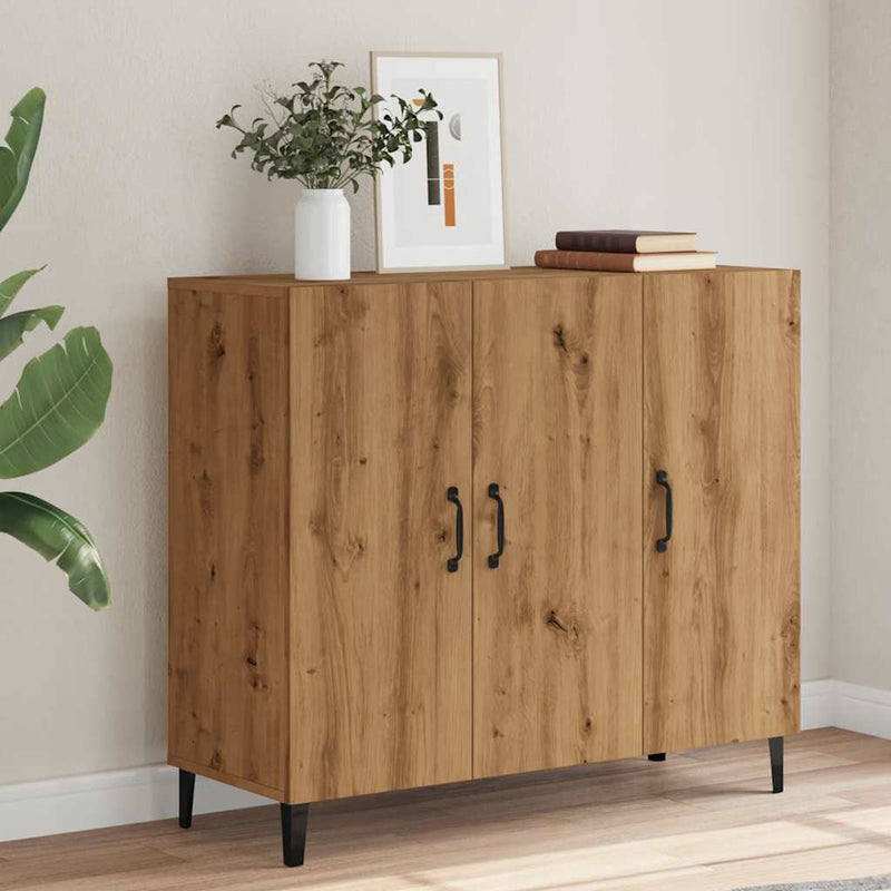 vidaXL kézműves tölgy színű szerelt fa tálalószekrény 90 x 34 x 80 cm