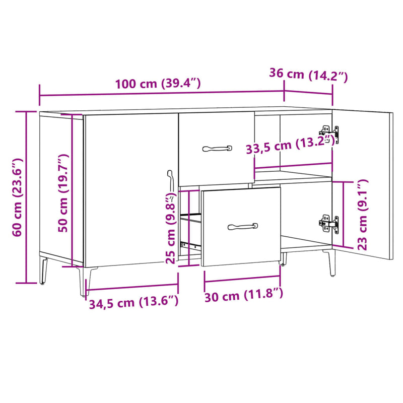 vidaXL antik fa színű szerelt fa tálalószekrény 100 x 36 x 60 cm