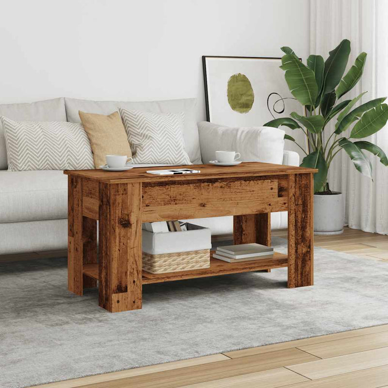 vidaXL dohányzóasztal Régi fa 101x49x52 cm Gépelt fa