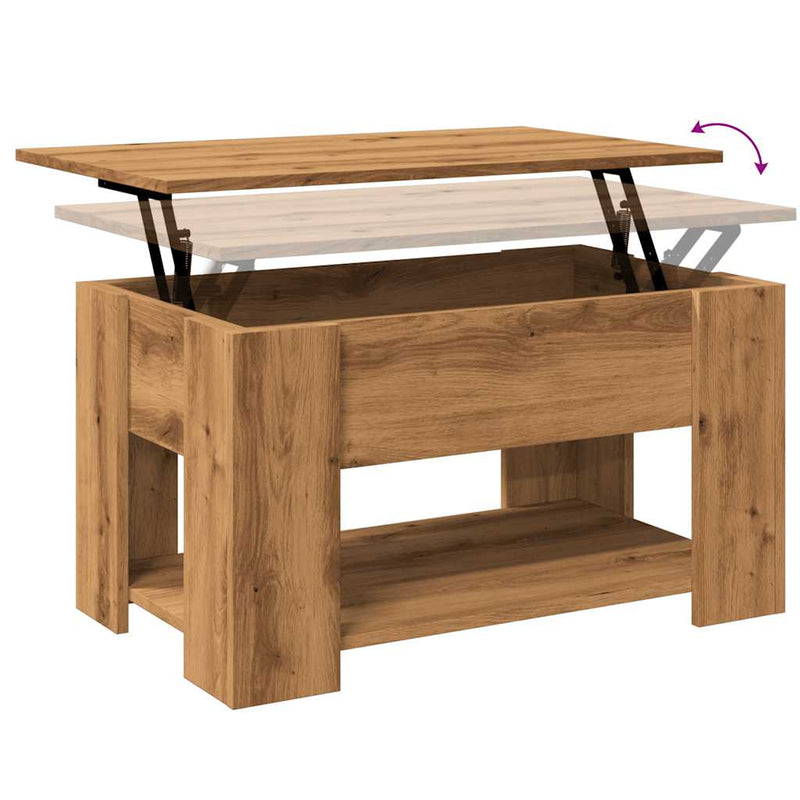 vidaXL dohányzóasztal kézműves tölgy szerelt fa 79 x 49 x 41 cm