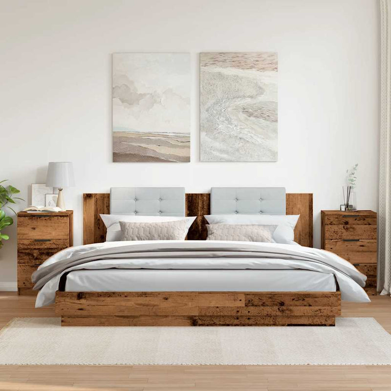 vidaXL 2 db antik fa színű szerelt fa éjjeliszekrény 40 x 36 x 65 cm
