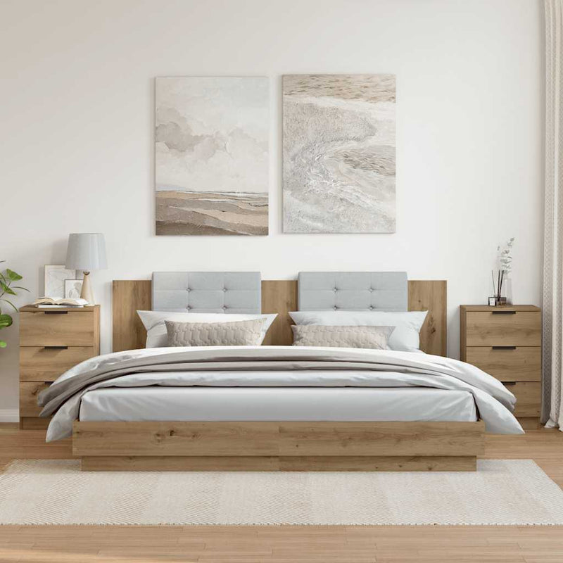 vidaXL 2 db kézműves tölgy színű szerelt fa éjjeliszekrény 40x36x65 cm