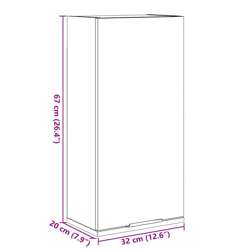 vidaXL betonszürke fali fürdőszobaszekrény 32x20x67 cm