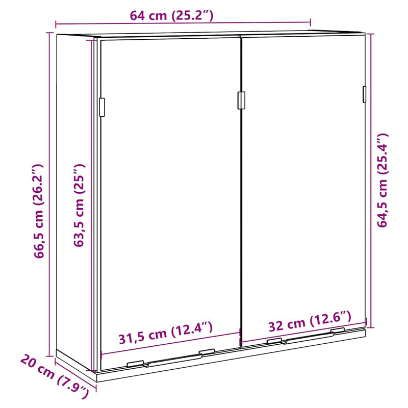 vidaXL Fürdőszobai tükörszekrény betonszürke 64x20x66,5 cm műfa