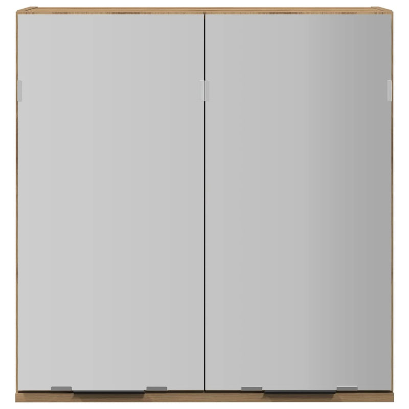 vidaXL kézműves tölgy szerelt tükrös fürdőszobaszekrény 64x20x66,5cm