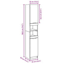 vidaXL betonszürke szerelt fa fürdőszobaszekrény 32x34x188,5 cm