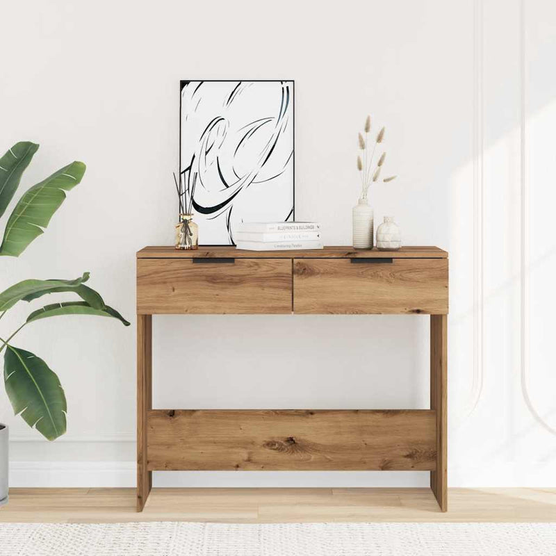 vidaXL kézműves tölgy színű szerelt fa dohányzóasztal 90x36x75 cm