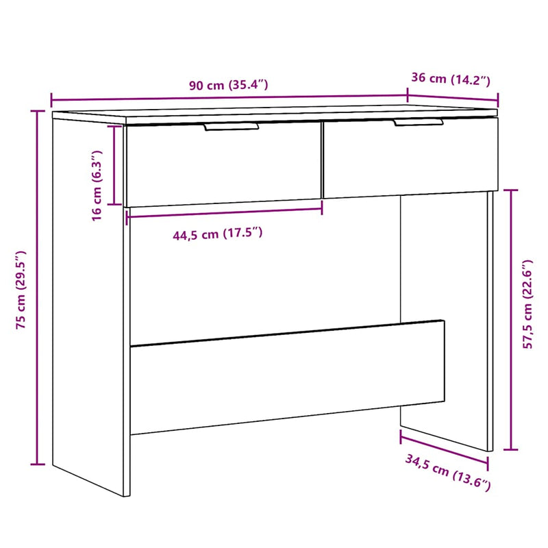 vidaXL kézműves tölgy színű szerelt fa dohányzóasztal 90x36x75 cm