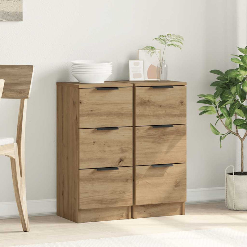 vidaXL 2 db kézműves tölgy színű szerelt fa tálalószekrény 30x30x70 cm