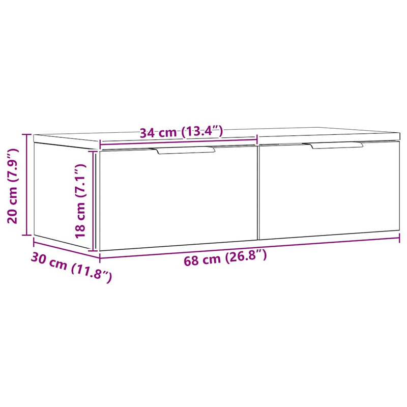 vidaXL kézműves tölgy színű szerelt fa faliszekrény 60 x 30 x 20 cm