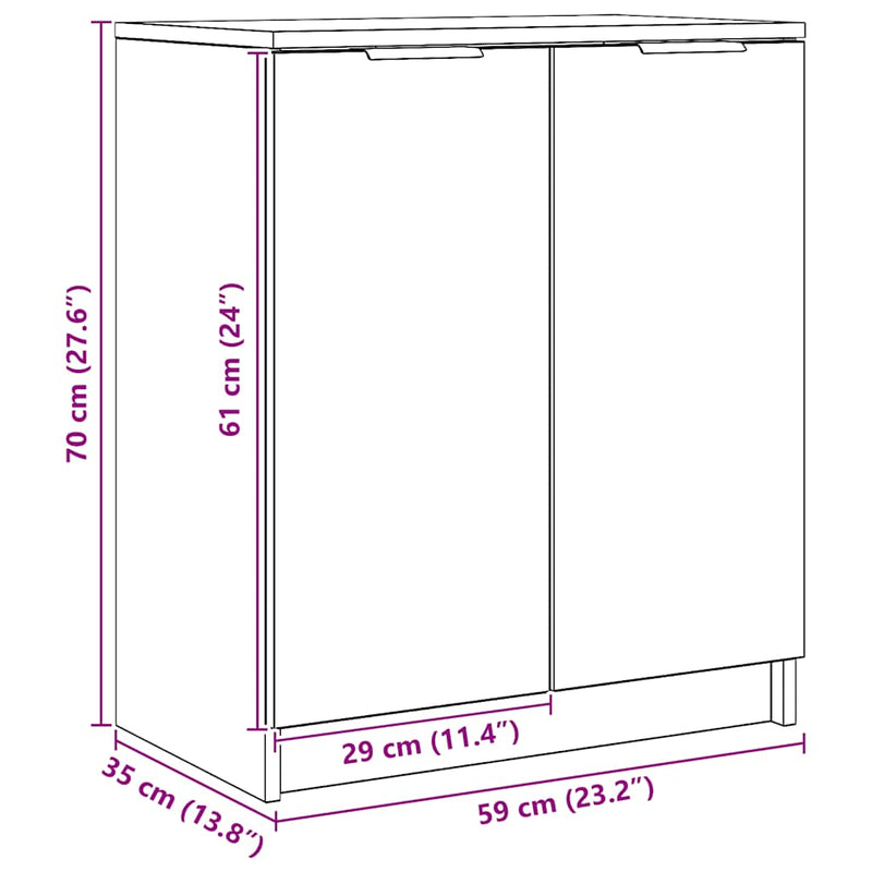 vidaXL kézműves tölgy színű szerelt fa cipőszekrény 59 x 35 x 70 cm