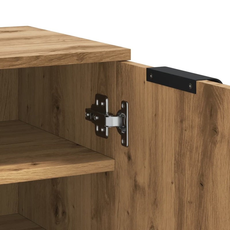 vidaXL kézműves tölgy színű szerelt fa cipőszekrény 29,5x35x100,5 cm