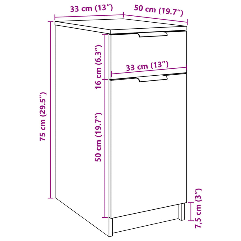 vidaXL antik fa színű szerelt fa íróasztalszekrény 33 x 50 x 75 cm