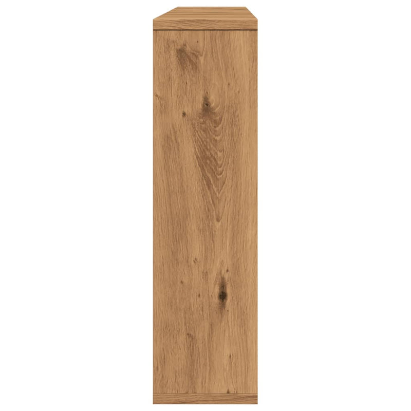 vidaXL kézműves tölgy szerelt fa tükrös szekrény LED-ekkel 76x15x55 cm