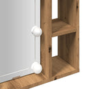 vidaXL kézműves tölgy szerelt fa tükrös szekrény LED-ekkel 76x15x55 cm