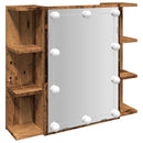 vidaXL antik fa tükrös szekrény LED-ekkel 70 x 16,5 x 60 cm
