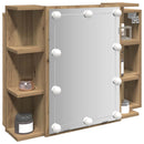 vidaXL kézműves tölgy tükrös szekrény LED-ekkel 70 x 16,5 x 60 cm