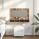 vidaXL Artisan tölgyfa tükrös szekrény LED-del 90x31,5x62 cm