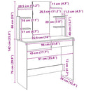 vidaXL kézműves tölgy színű fésülködőasztal tükörrel 96x39x142 cm