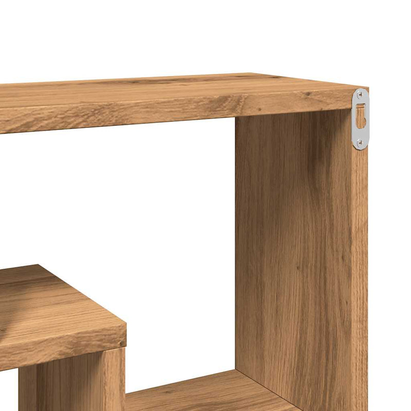 vidaXL kézműves tölgyfa fali polc 85 x 16 x 52,5 cm redőzött fa