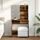 vidaXL antik fa fésülködőasztal LED-del 74,5 x 40 x 141 cm