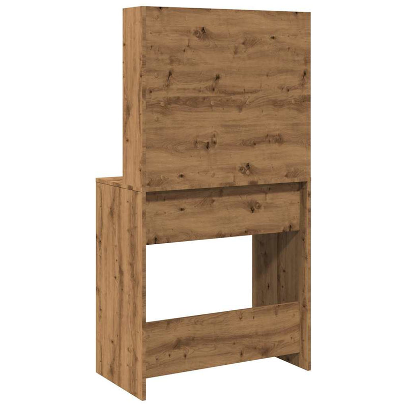 vidaXL kézműves tölgy színű LED-es fésülködőasztal 74,5x40x141 cm