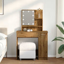 vidaXL kézműves tölgy színű LED-es fésülködőasztal 86,5 x 35 x 136 cm